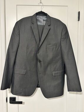 Perry Ellis - Mens Charcoal Gray Single-Breasted Blazer